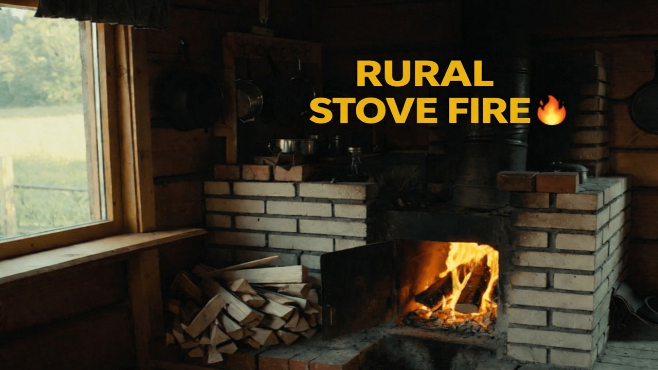 Cozy Village Stove Fire 🔥 1 Hour Relaxing Fire Sounds for Sleep & Calm #1hourfire #villagefire