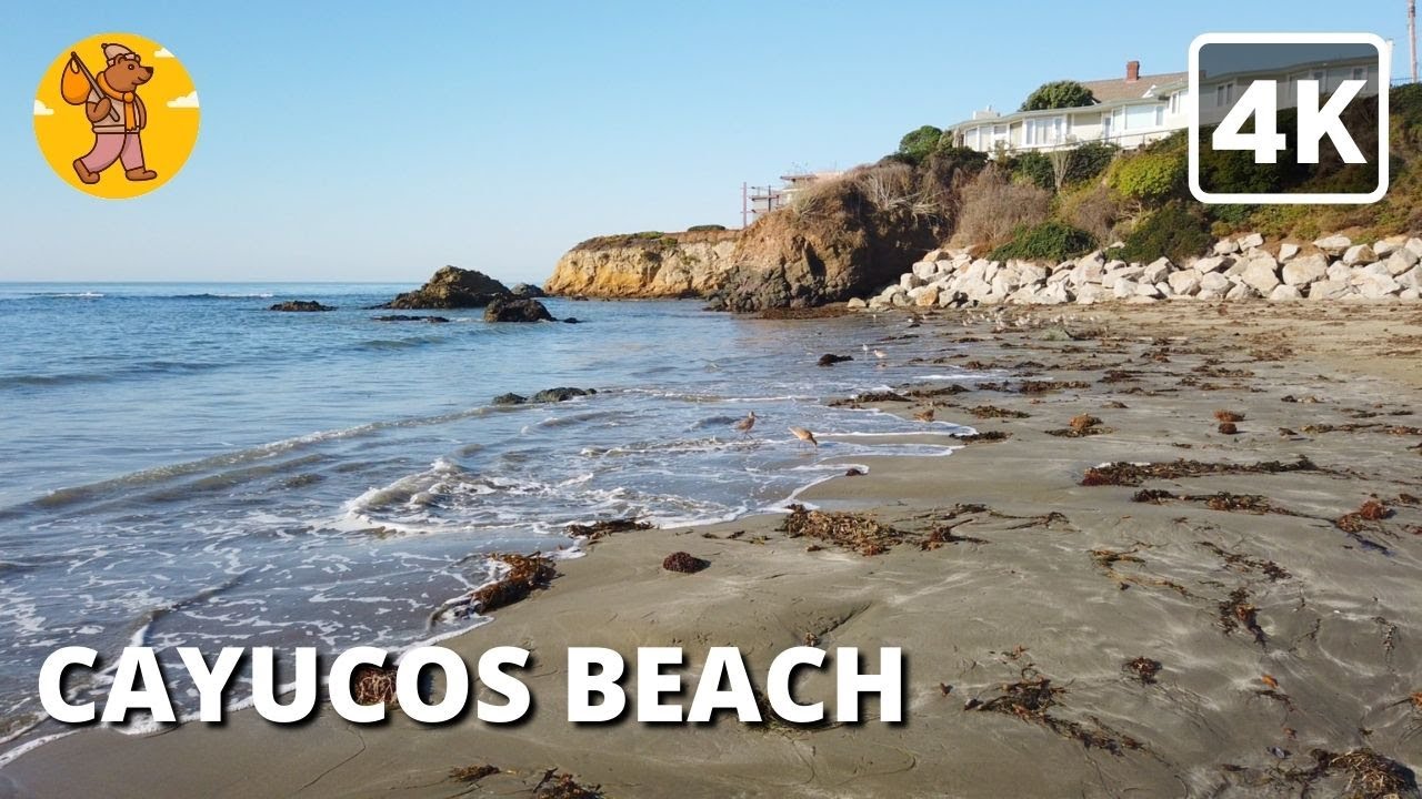 4K Cayucos Beach Walking Tour | 🔊 Binaural Sound
