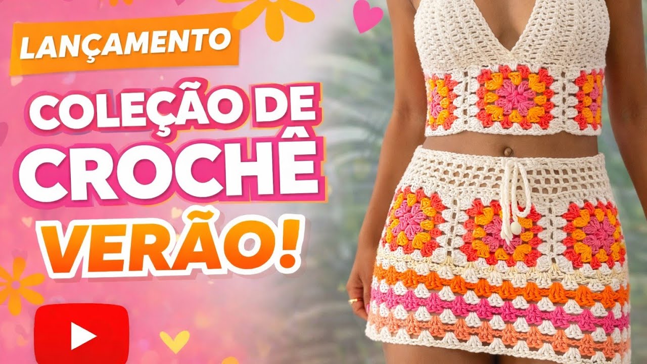 Conjunto de crochê verão com squares (top) @khally_crochetaria 