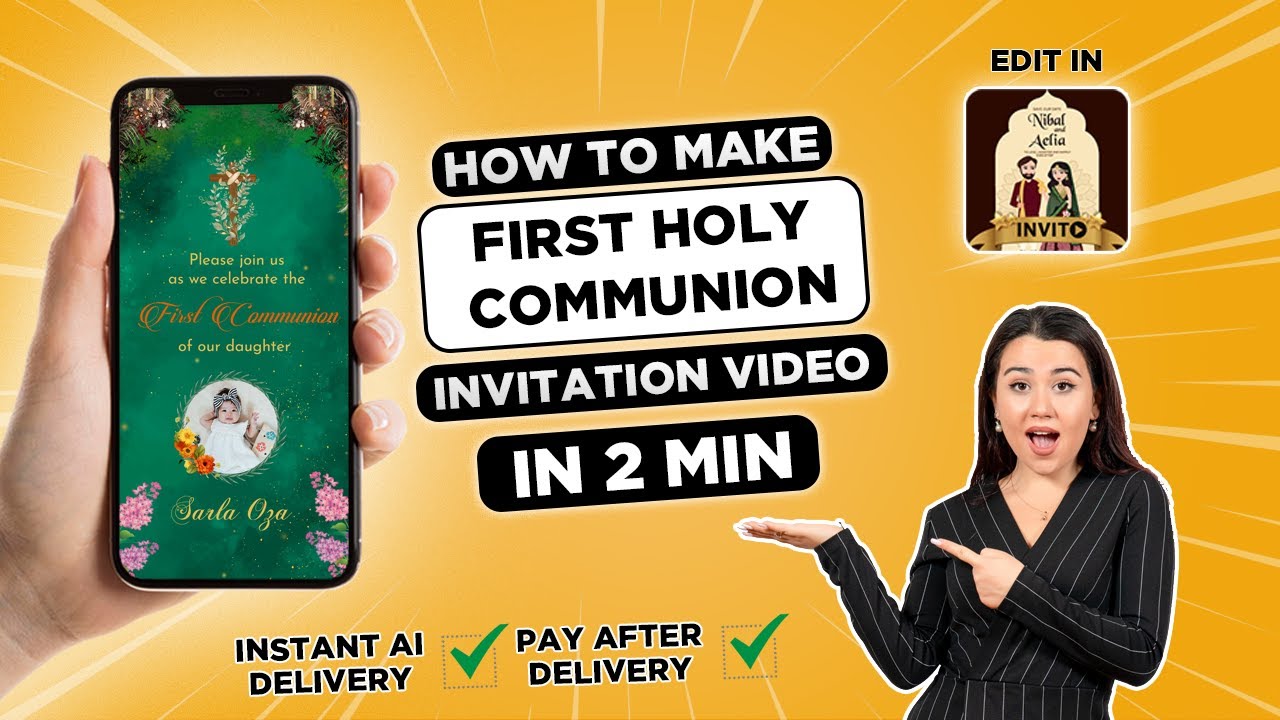 How To Make First Holy Communion Invitation Video | #firstholycommunion | Invito Ai