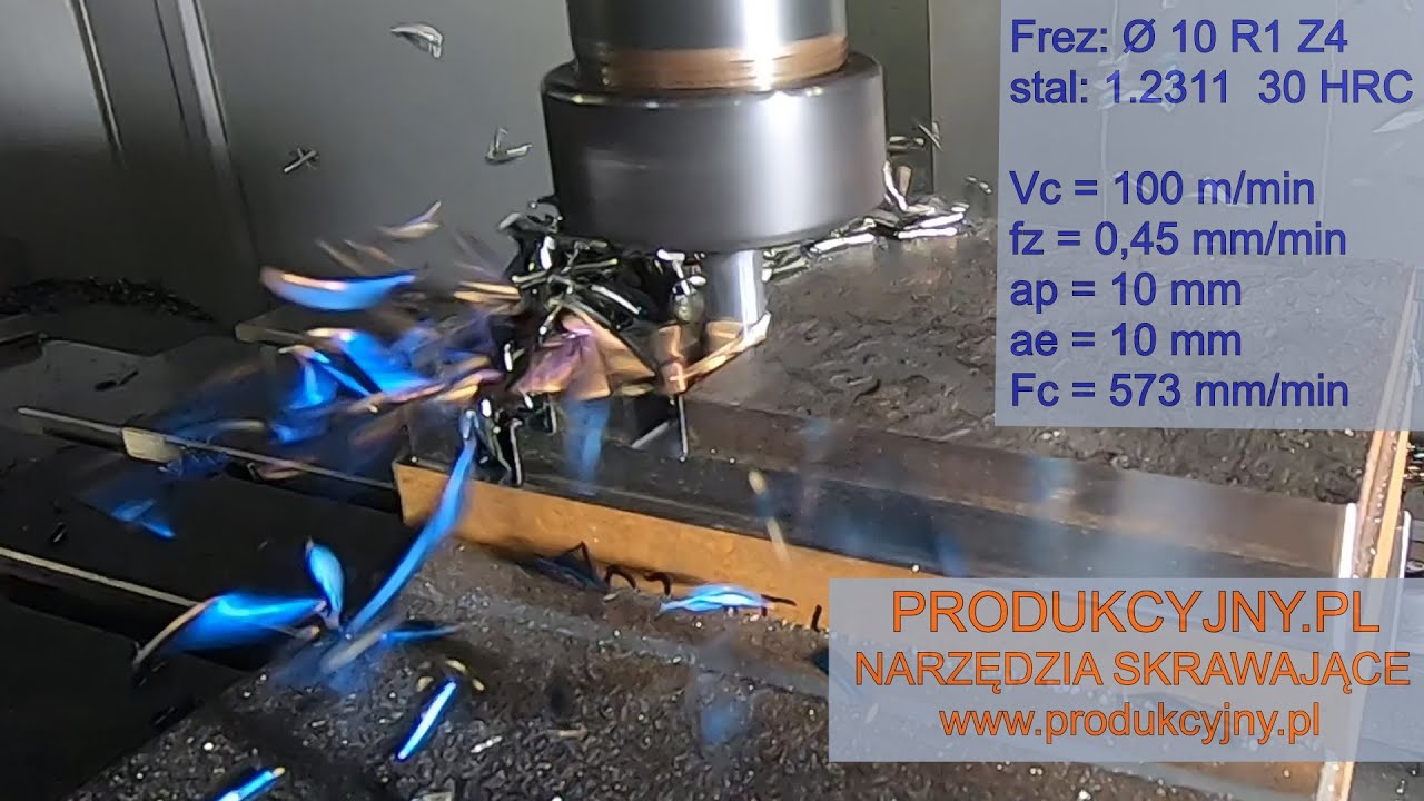 Frezowanie stali 1.2311 ,  30 HRC , frez fi 10 R1 , PRODUKCYJNY.PL
