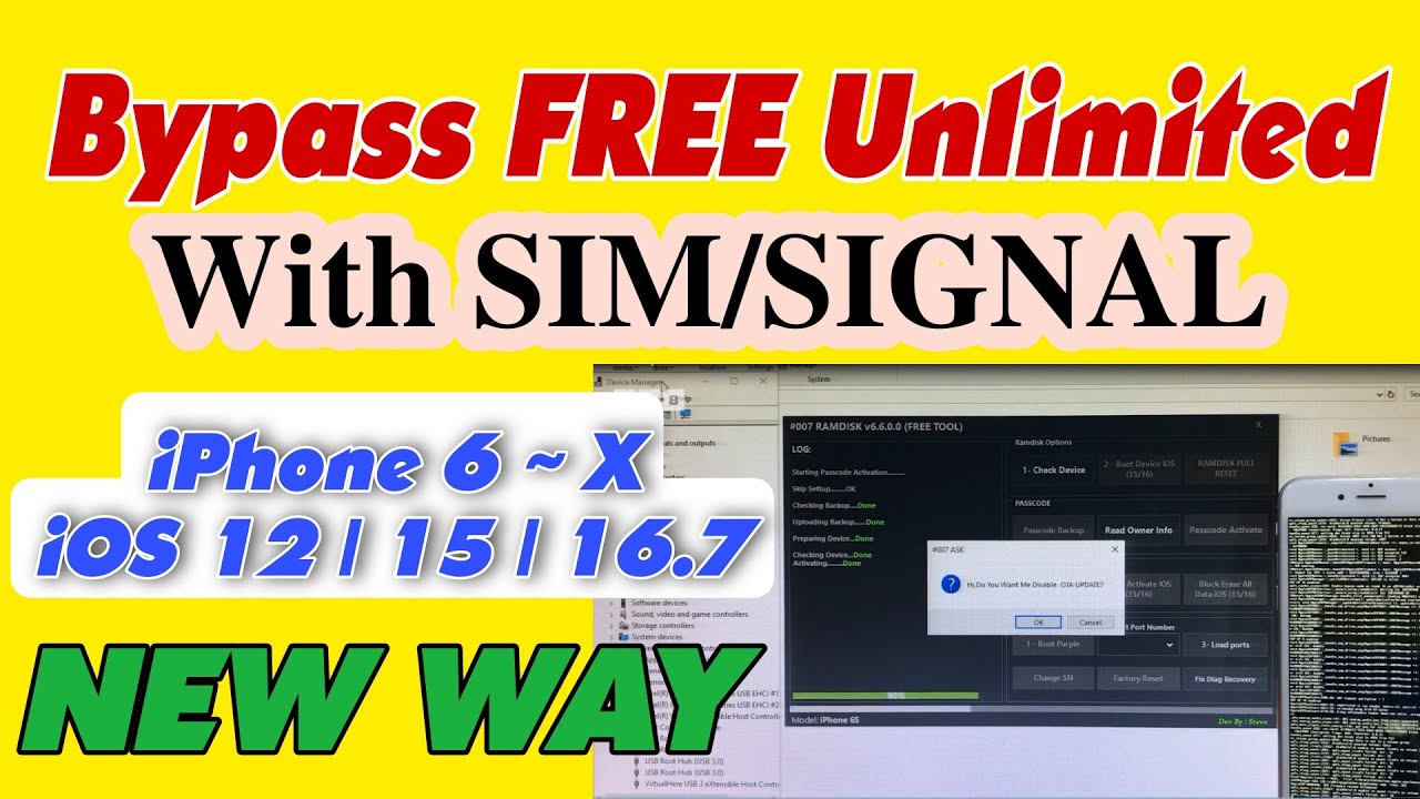 [FREE] Bypass Passcode With SIGNAL | 6/6P/6S/6SP/7/7P/8/8P/X by 007 Ramdisk #vienthyhG