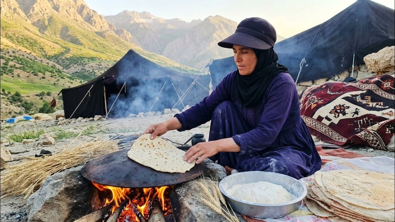 Nomad Life - Village Bread Making: Simple Nomad Life in the Mountains