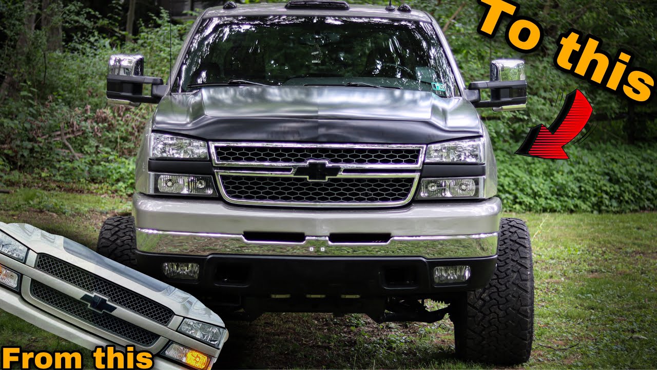 Переделка передней части LB7 в LBZ Duramax! Замена капота и решетки Cat Eye