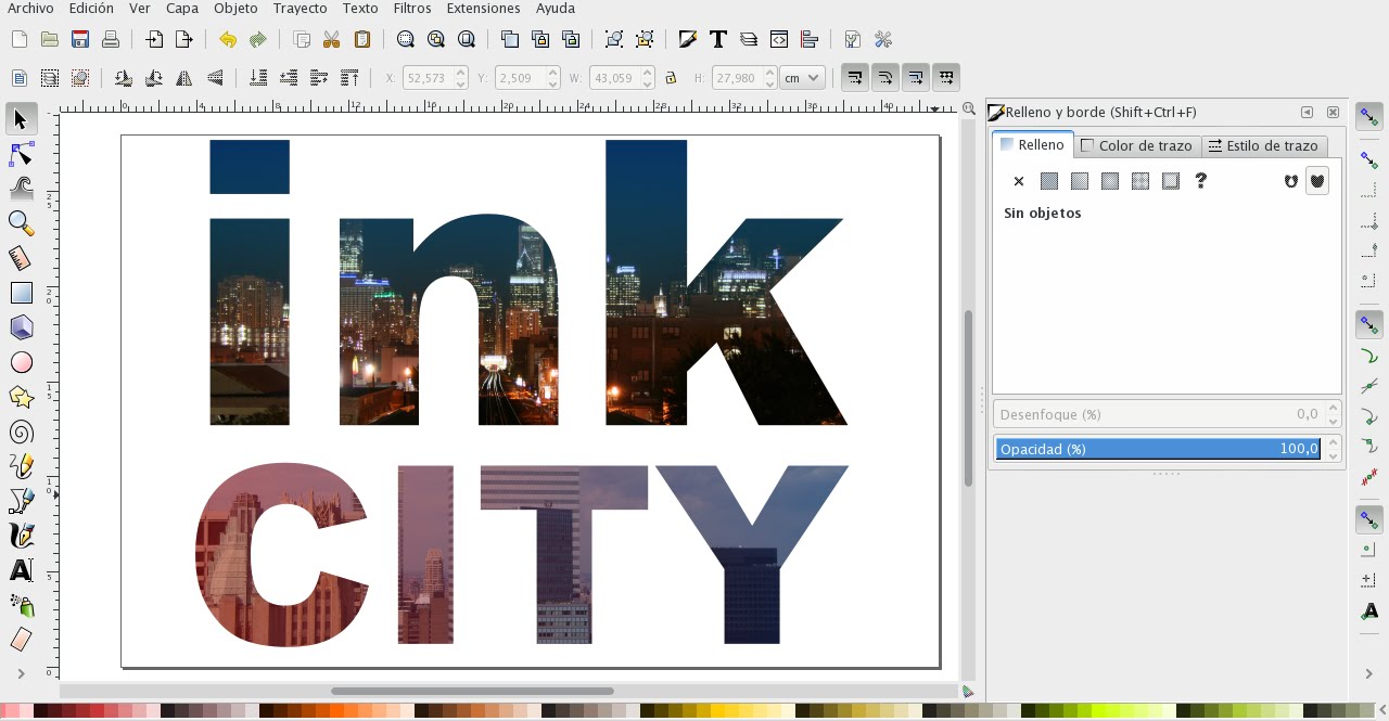 INKSCAPE 54 - Incrustar foto de una ciudad dentro de un texto.