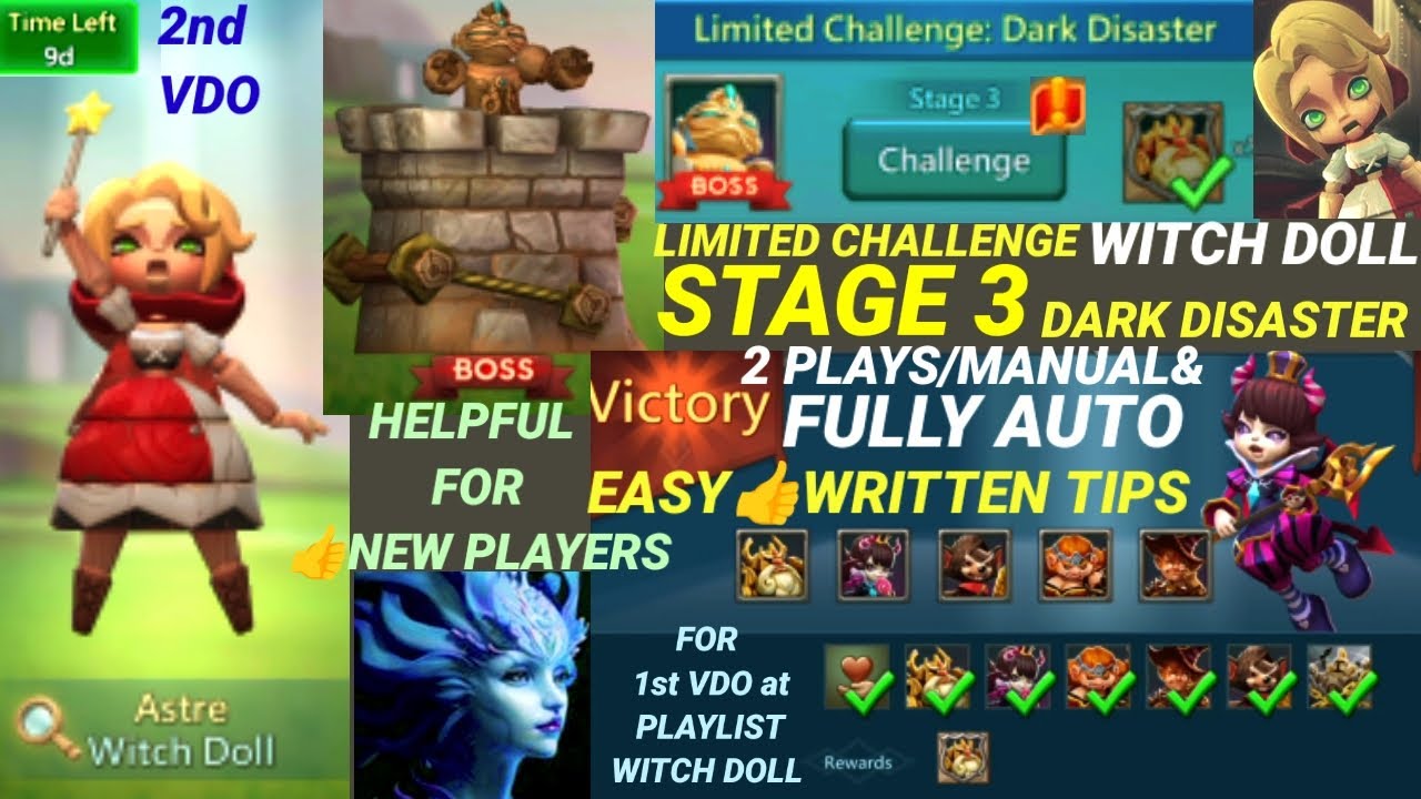 Lords mobile dark disaster stage 3: Manual vs Auto – Best Teams for New Players! Witch Doll