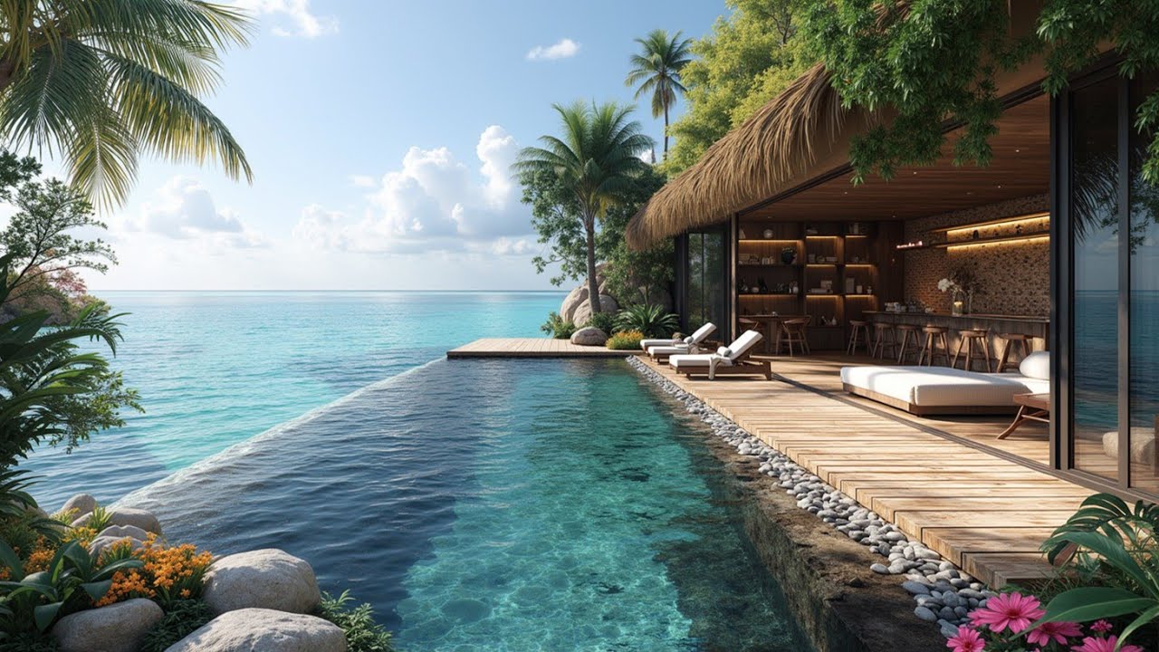 Paradise Infinity Pool View 🌊 Ultimate Tropical Chillout & Lounge Music 🎶 Summer 2024