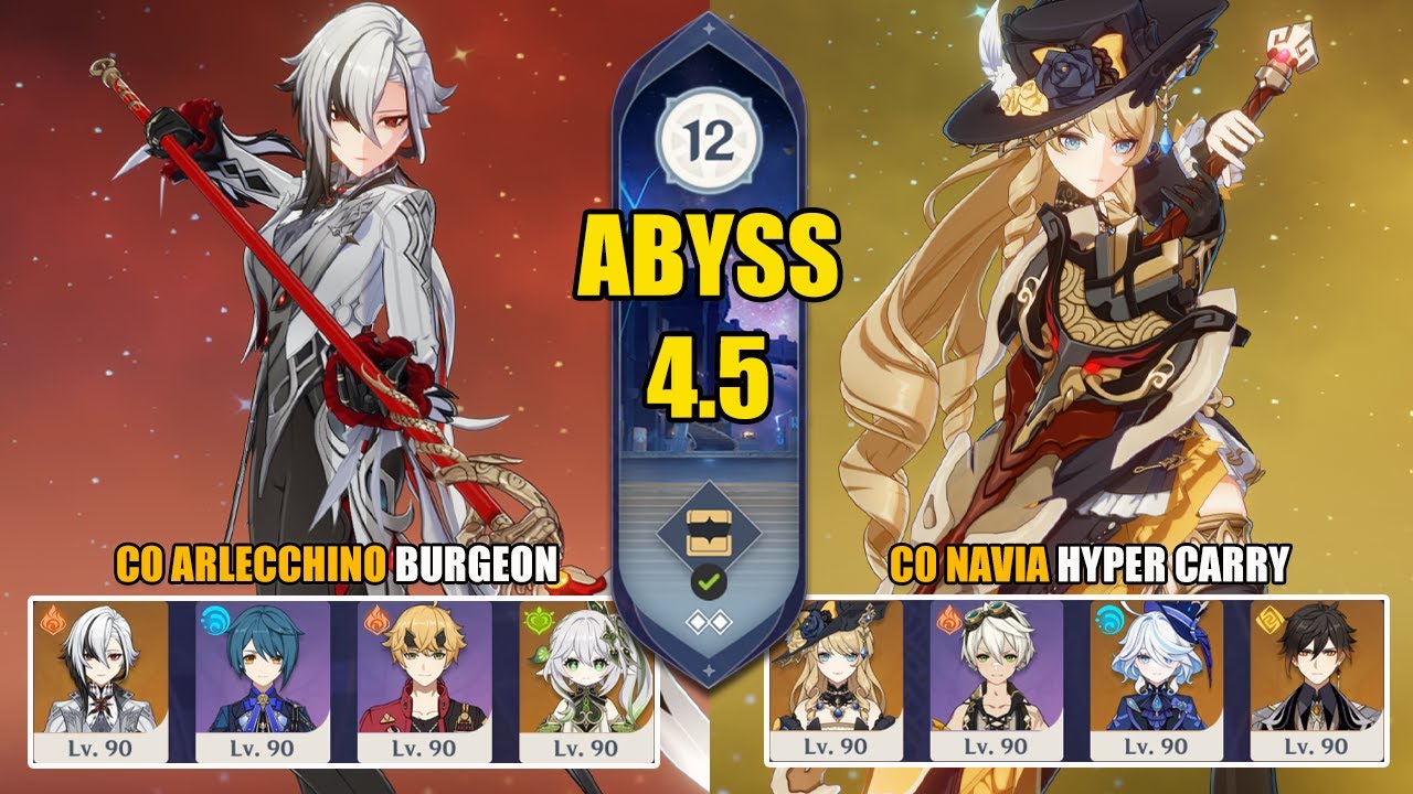 C0 Arlecchino Thoma Burgeon & C0 Navia Hyper Carry | Spiral Abyss 4.5 | Genshin Impact 【原神】