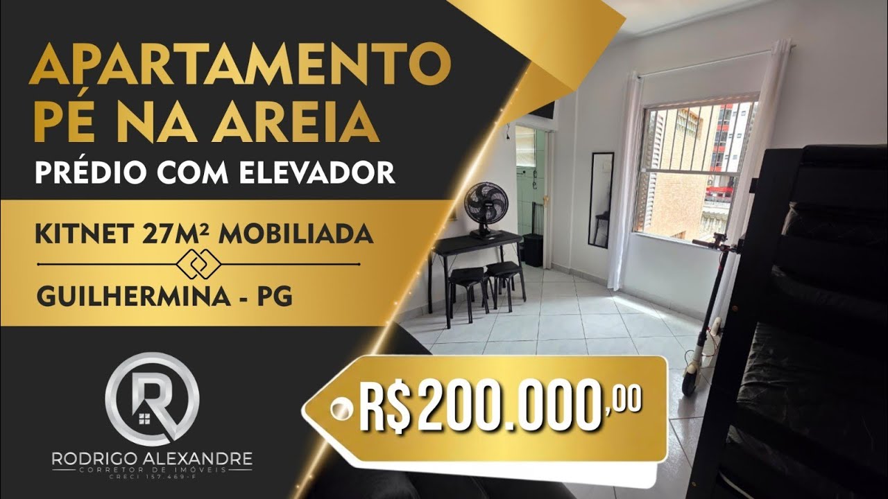 Kitnet Reformada na Guilhermina Praia Grande | Pr&eacute;dio Frente Mar e Mobiliada