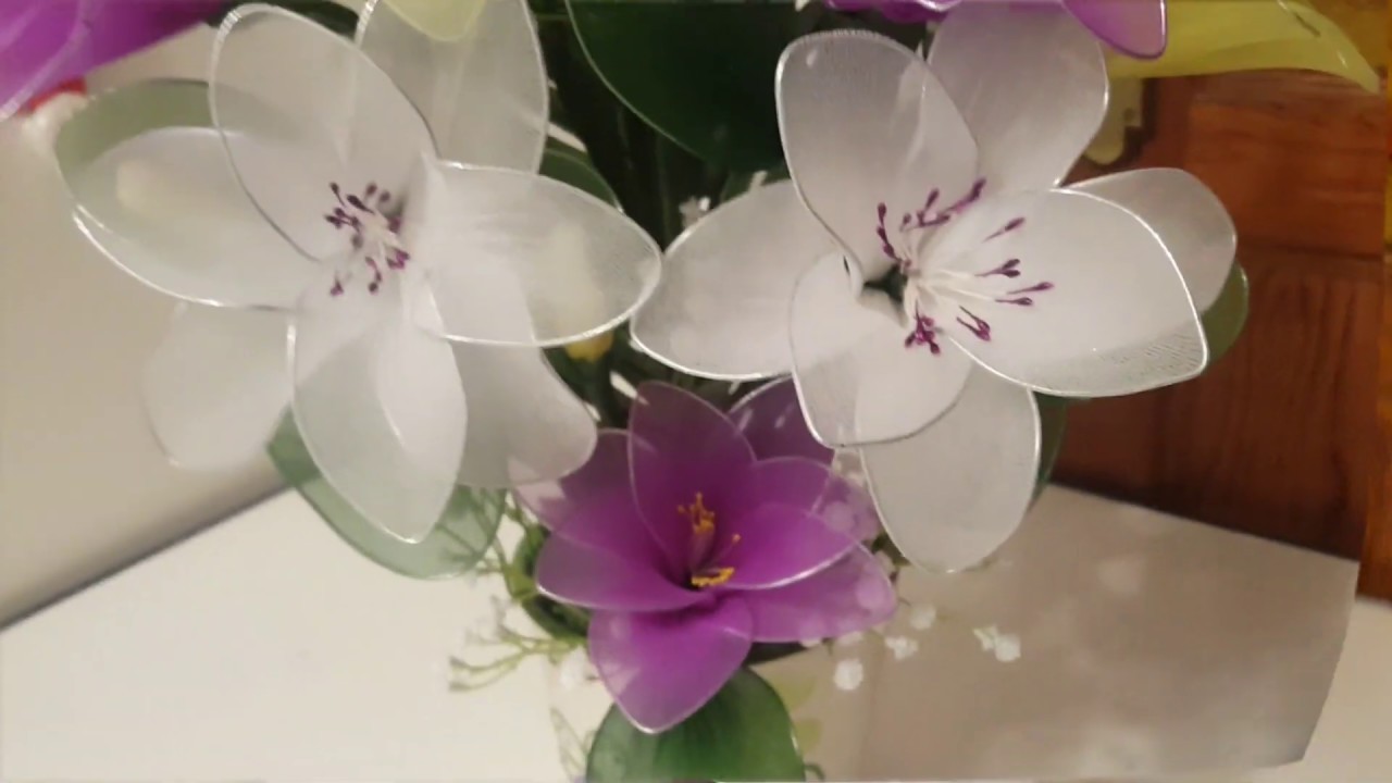 🌷 Centro de mesa de flores con tela de Nylon 🌷