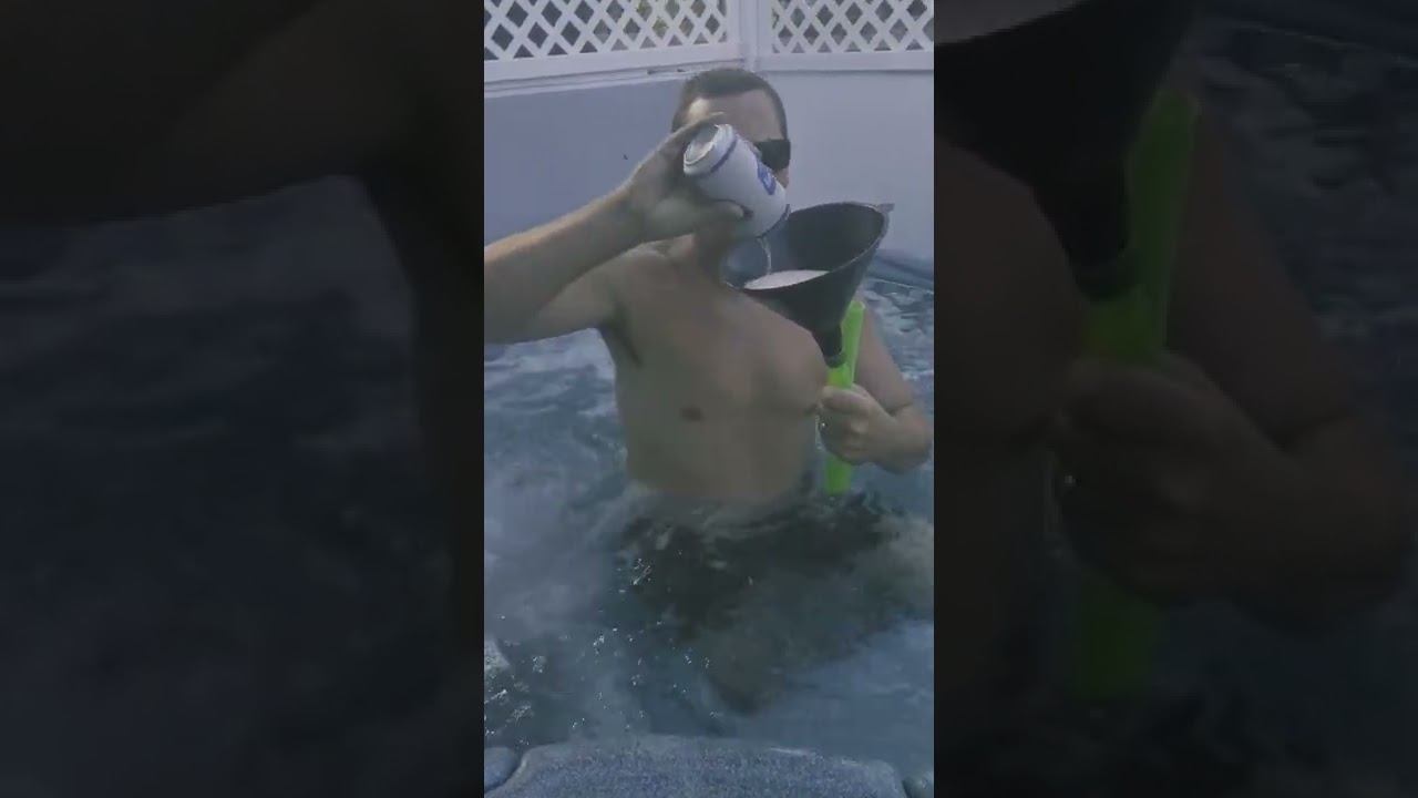 Underwater beer bong! (almost drowned!) #shorts #beer #hottubtime #beerbongs #drowning