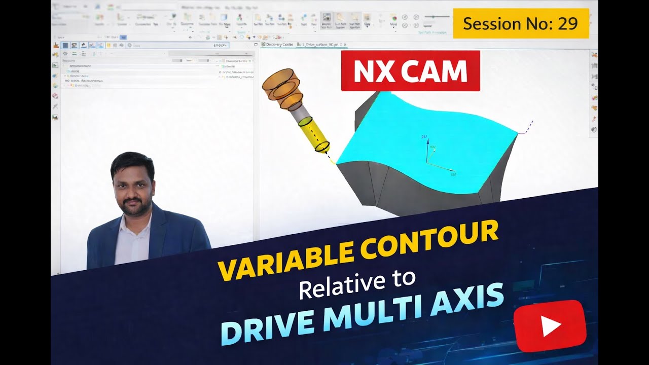 NX CAM: Изменение контура с помощью относительного управления многоосевой (5-осевой) системой. Се...