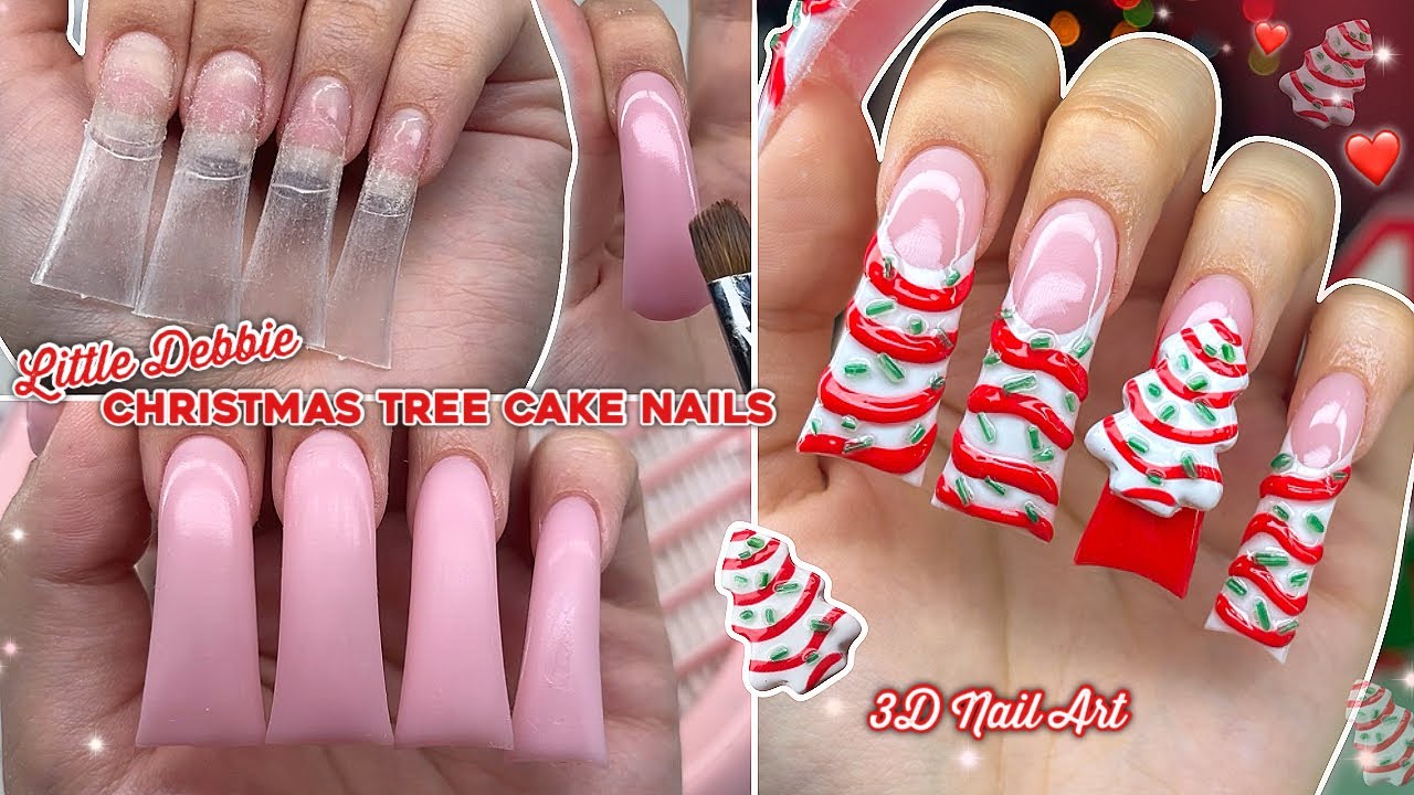 CHRISTMAS TREE CAKE NAILS🎄 HOW TO MAKE 3D CHRISTMAS NAIL ART & POLYGEL NAILS | Nail Tutorial
