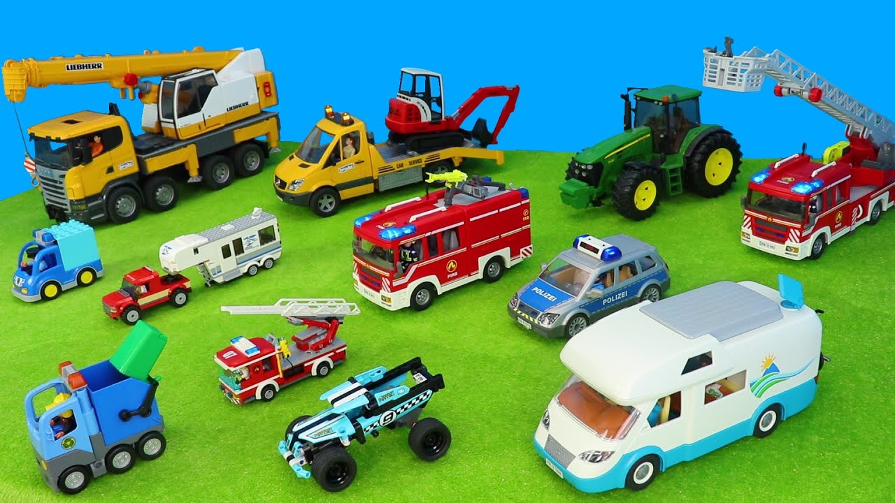 Kinderspielzeuge Feuerwehr,Polizei, Kranauto,Müllwagen,Holztfarktor für Kinder