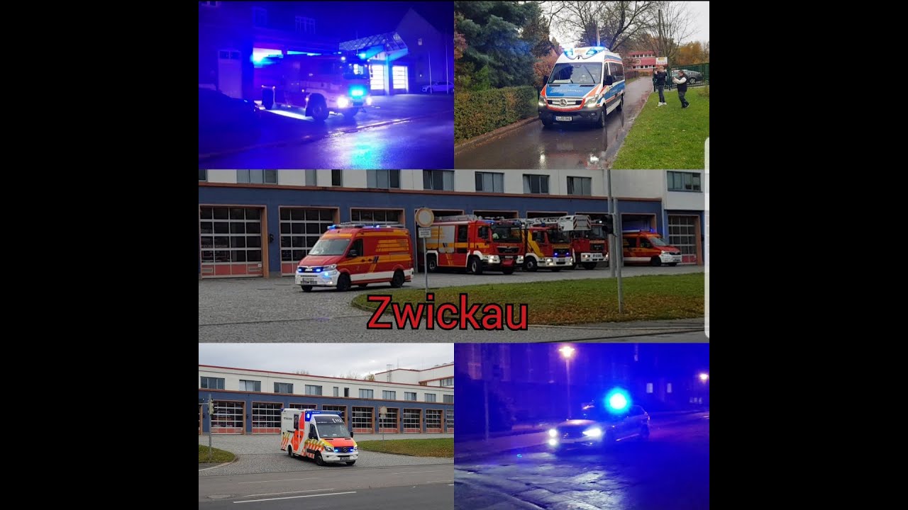 einsatzfahrten in zwickau (BF, FFW, Rettungsdienst, POL) 2X Löschzug und Wünschewagen aus Leipzig