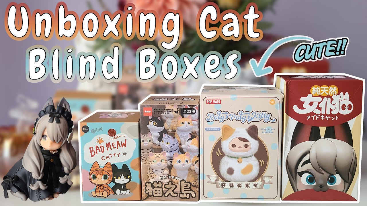5 PURRFECT CAT BLIND BOXES! Unbox Popmart, Pusheen, Bad Meaw Catty, Cat Maids and JINART with me! 4K