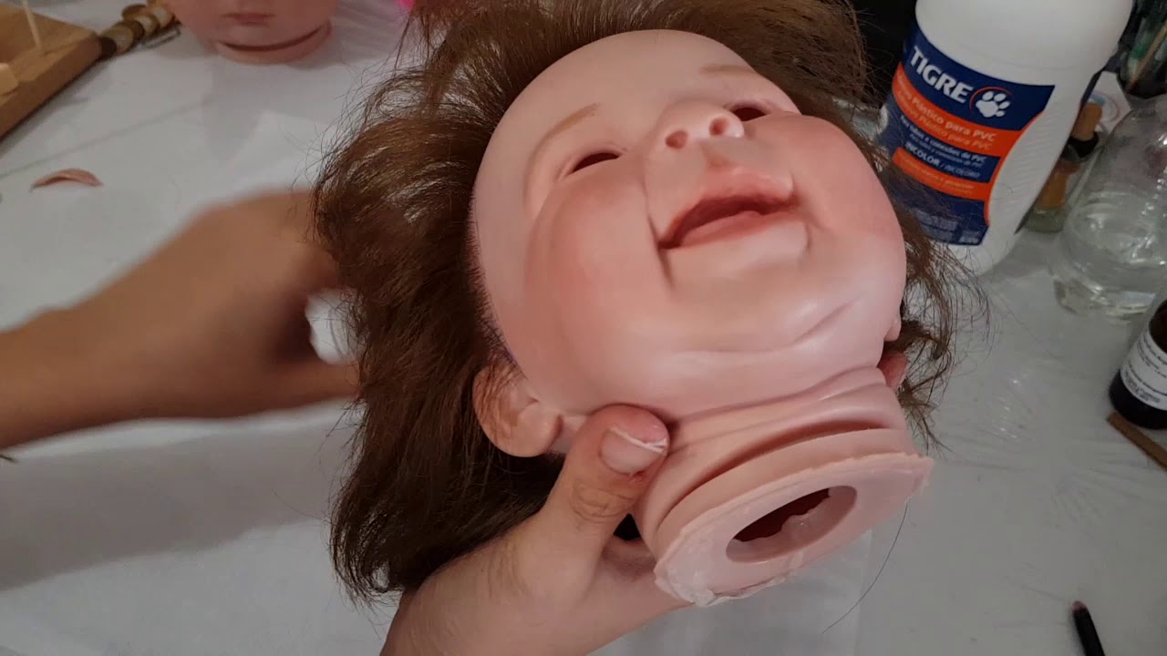 Implantando cabelo no bebê reborn parte 2