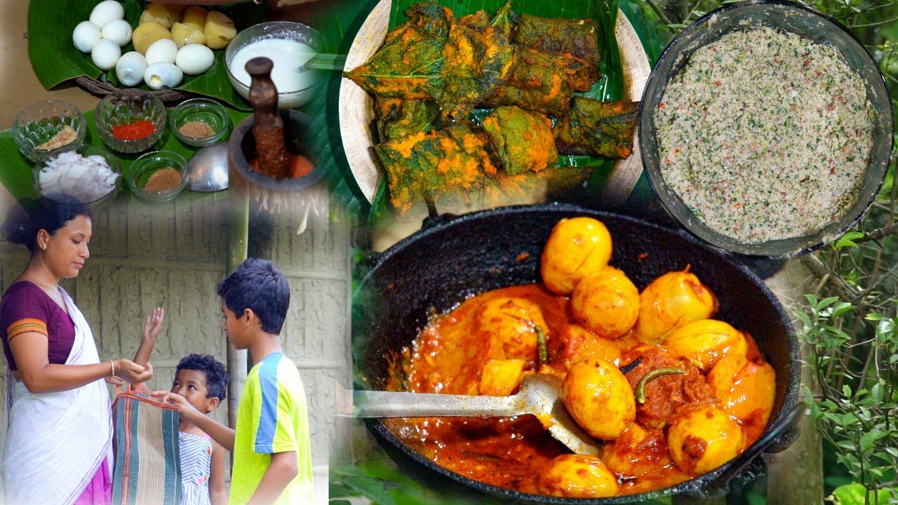 Egg special । আলু কণীদম দৈৰ লগত, ৰঙালাউ পাত দালপকৰি আৰু বাদাম চাটনি।