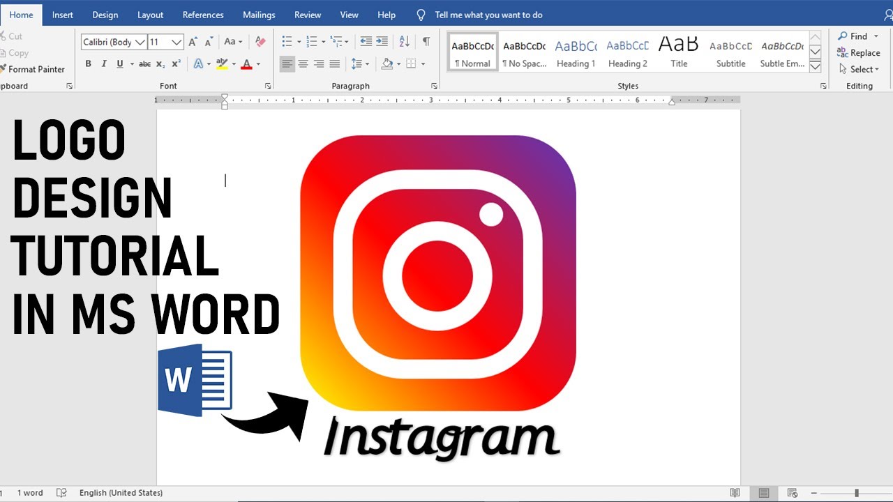 Social Media Logo Making Tutorial in Ms Word --- Instagram Logo Design !!