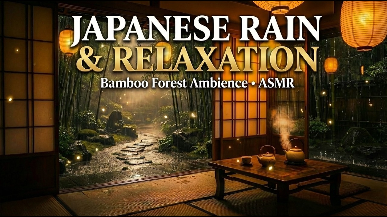 Fall Asleep Instantly 🌙 Rainy Japanese Tea House Ambience | Cozy Rain Sounds for Deep Sleep | No ADS