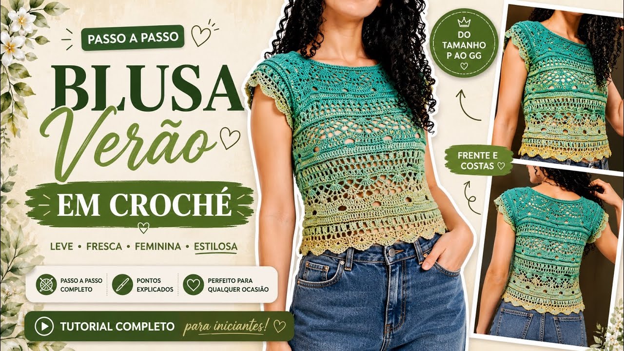 BLUSA DE CROCHÊ VERÃO AULA 1/2 - PASSO A PASSO TUTORIAL