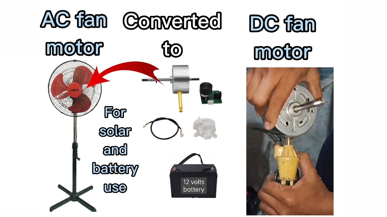 how to convert 220v ac electric fan into 12v dc fan motor for solar and battery and emergency use