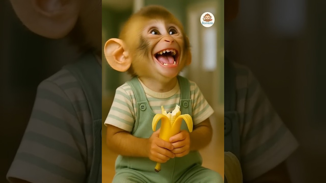 little monkey eating banana 🍌
