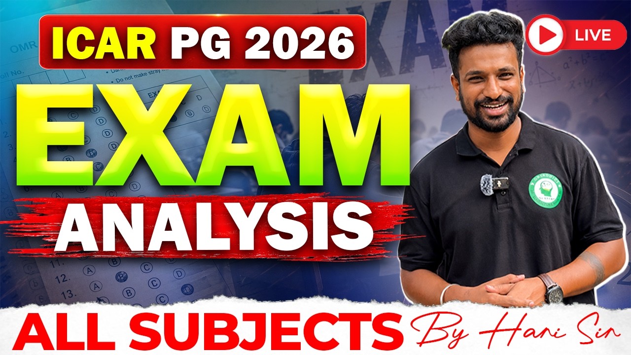 ICAR PG 2026 Paper Analysis of All Subjects by Hari sir