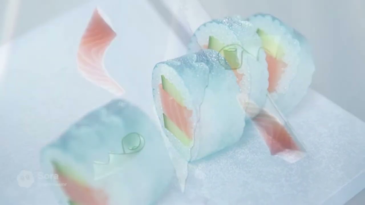 ガラスの海鮮太巻き – Sushi Roll ASMR – 透明にほどける音と世界
