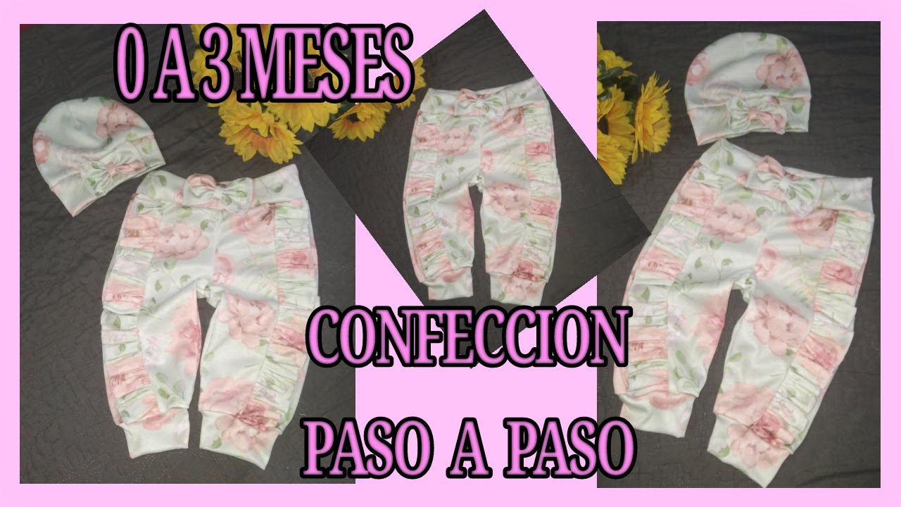 COMO CONFECCIONAR PANTALON CON BOLADOS Y GORRITA PARA BEBAS  DE 0 A 3 MESES💖💖 CONFECCION PASO A PASO