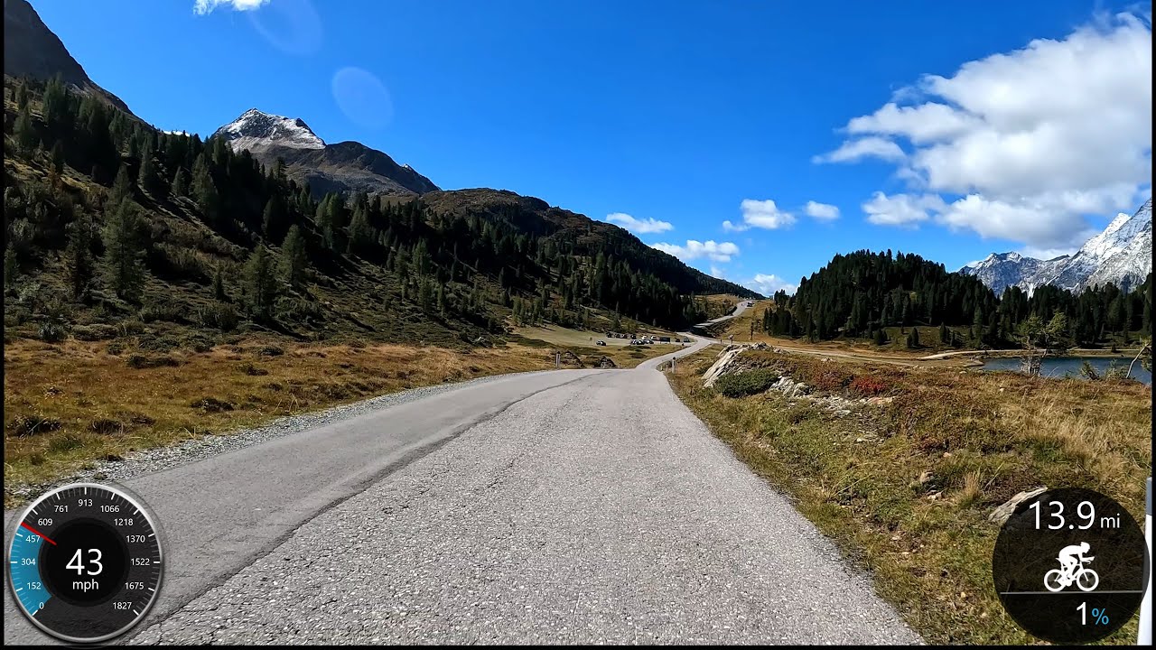 Indoor Cycling Workout Passo Stalle from Austria Alps Garmin mph Display 4K