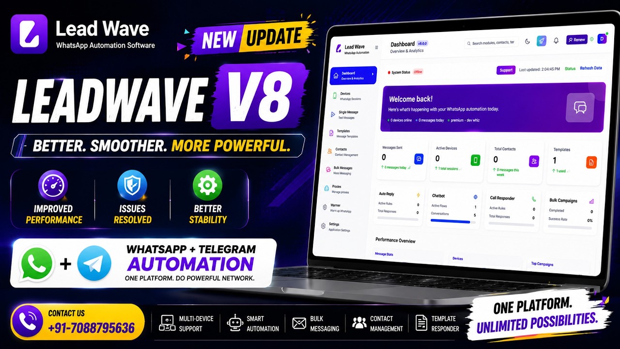 LeadWave V8.0.0 Update | WhatsApp & Telegram Automation Software