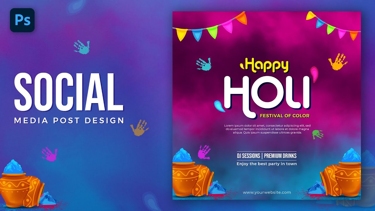 Create an Incredible Holi Festival Poster in Photoshop | Holi Post Design in Photoshop Tutorial