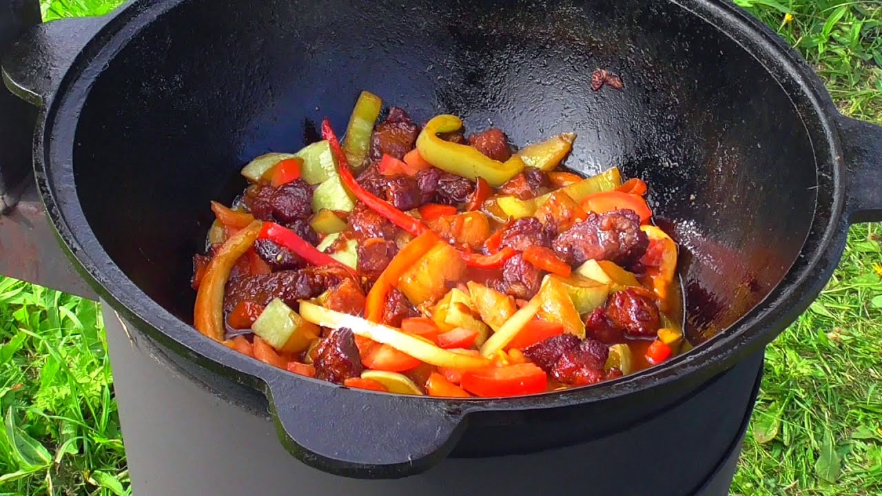 Овощное Рагу с мясом в Казане!  На костре всегда вкусней!