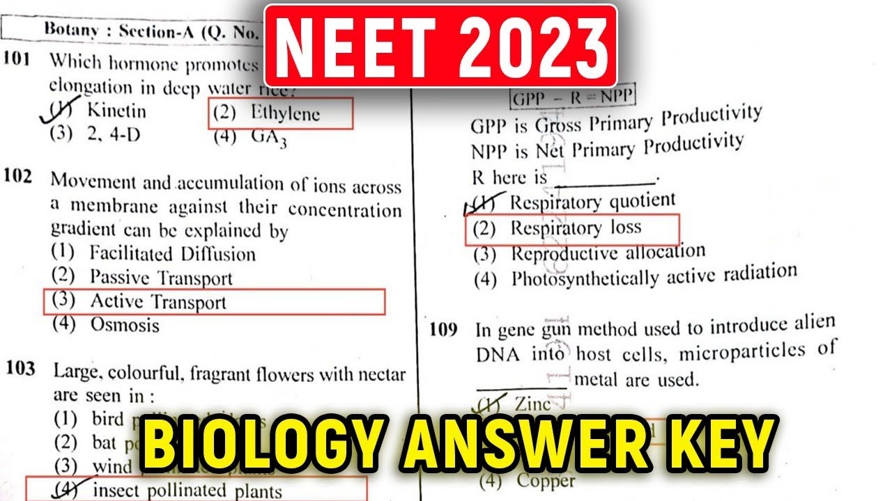 NEET 2023 (BIOLOGY) Question Paper with Answer Key - ERRORLESS
