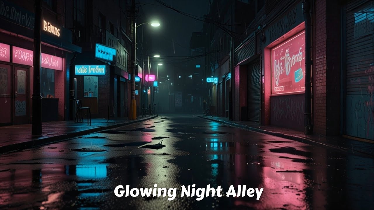 45-Minute Relaxing Neon Alley Rain Sounds | Pink & Cyan City Reflections