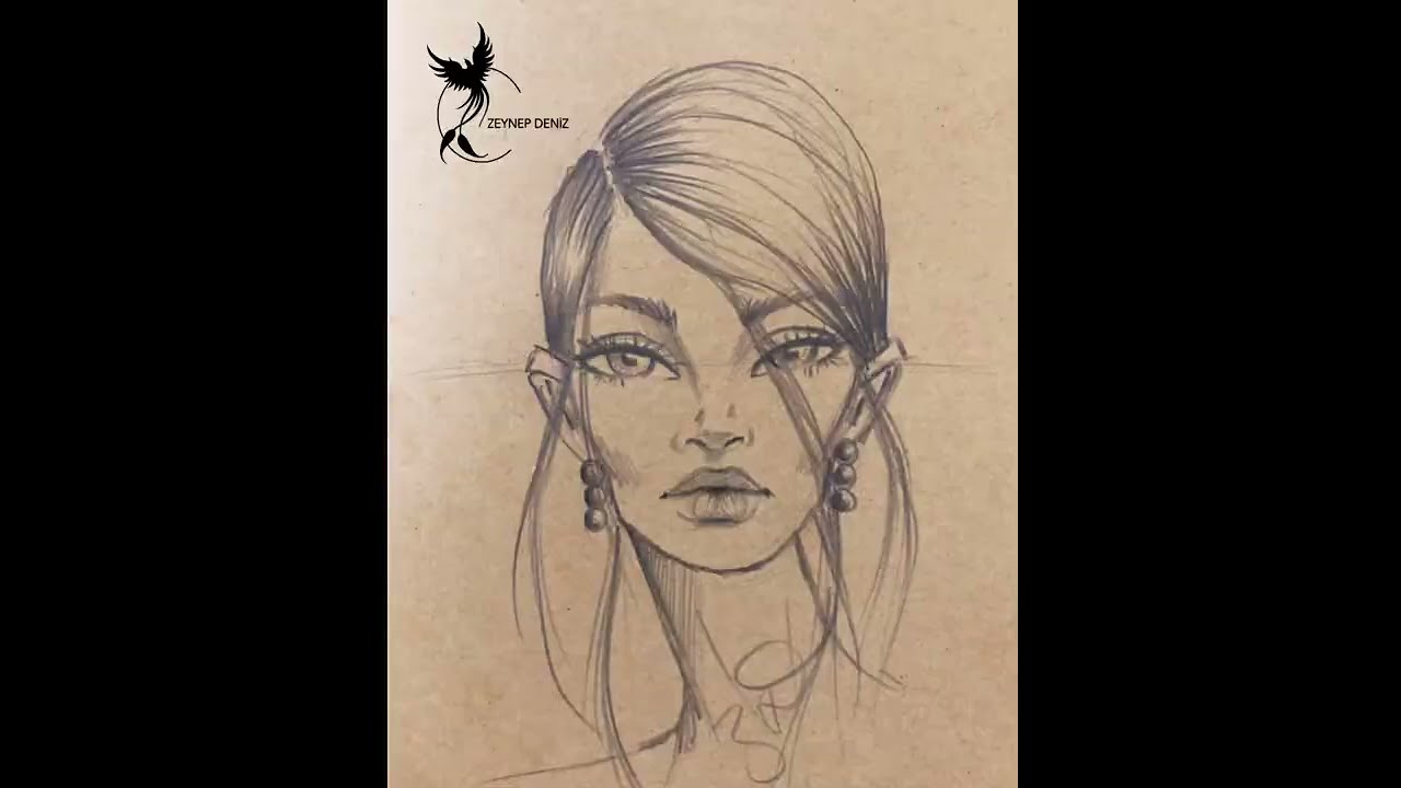 Fashion face & hair/pencil sketch-Fashion sketch tutorial by ZEYNEP DENIZ