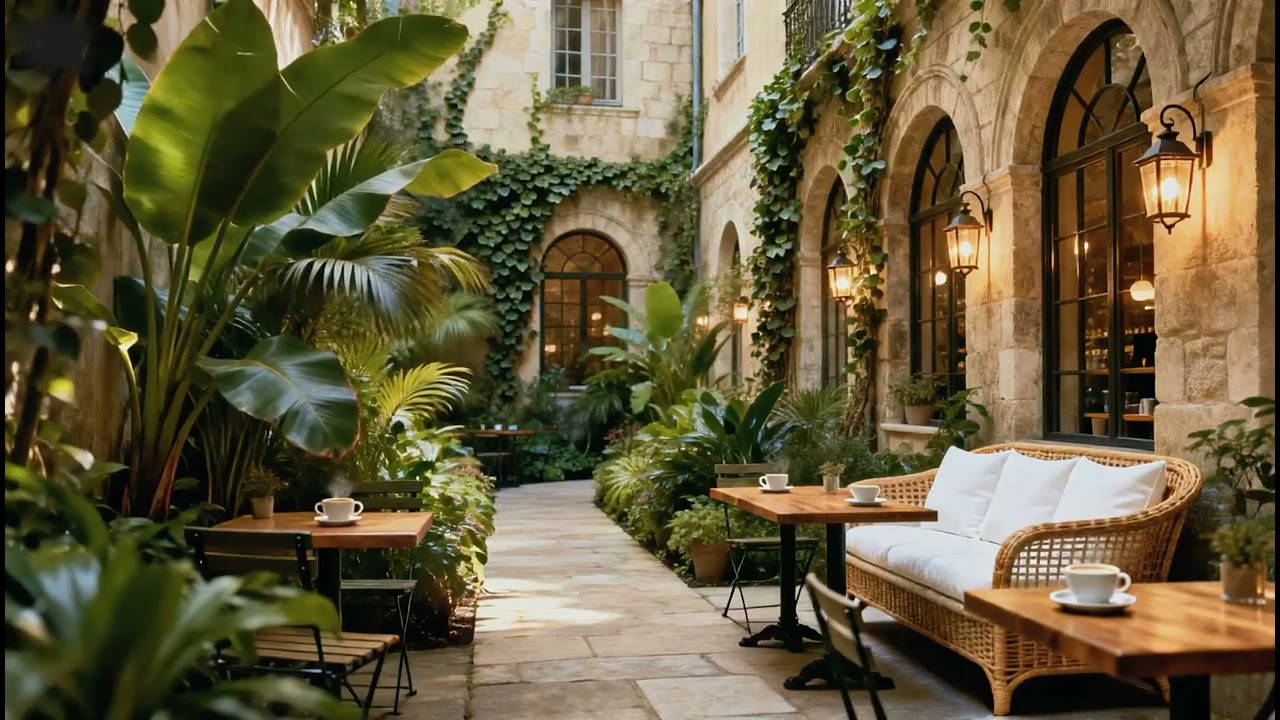 Relaxing Outdoor Cafe Music For Stress Relief | Soft Jazz Music With Natural Therapy For Studying