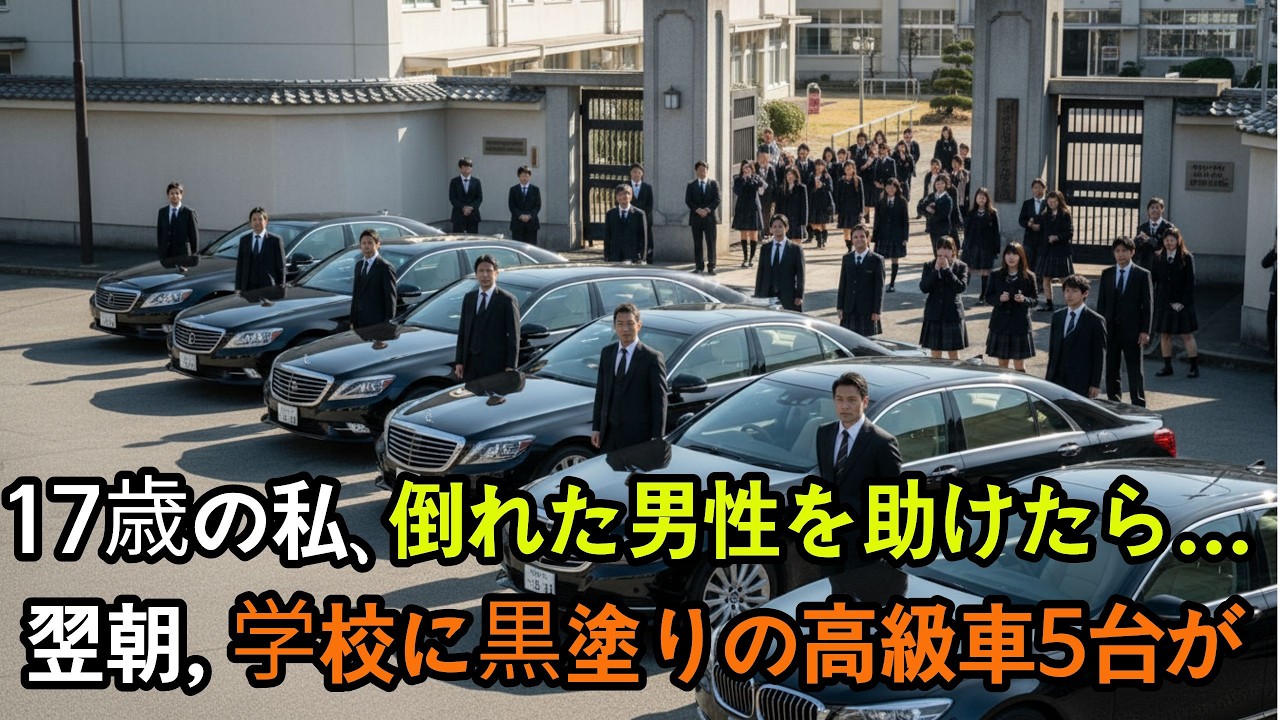 「17歳の私、倒れた男性を助けたら...翌朝、学校に黒塗りの高級車5台が【実話】」