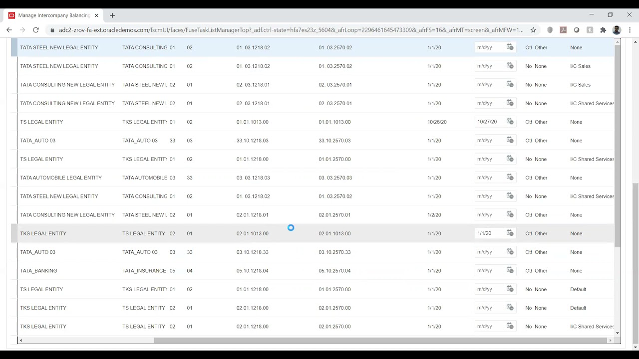 Oracle Financials - Fusion AR Intercompany