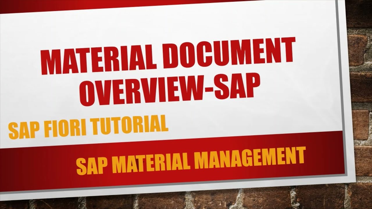 How to view material document in SAP FIORI