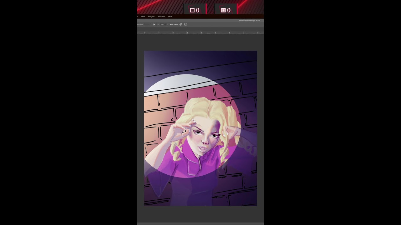 (Live Digital Art) laid-back, digital drawing. (Portrait)