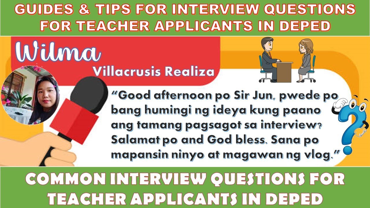 GUIDES & TIPS FOR INTERVIEW QUESTIONS FOR TEACHER APPLICANTS IN DEPED