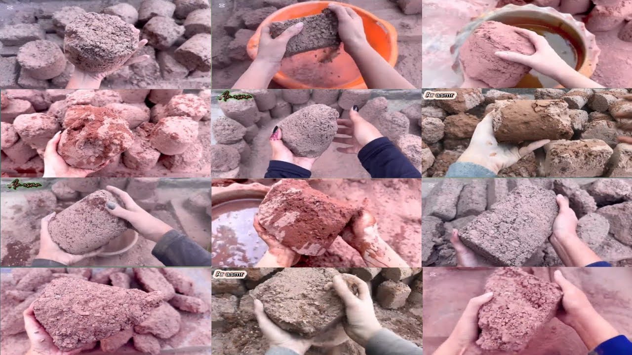 ASMR Edits Gritty Stoney Red Dirt&hearts;️ Texture Crumbling Compilation🥰||Dry+Water Crumbling Satisfying✨💥