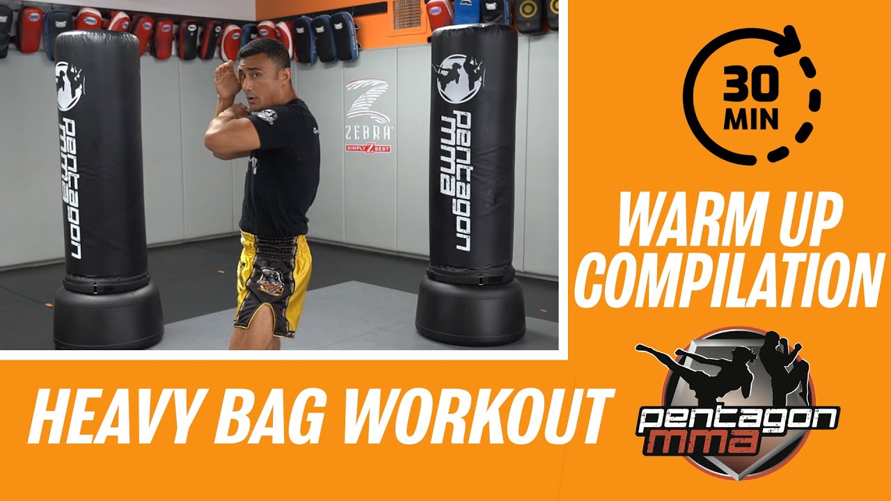 30 Minute Muay Thai Kickboxing Heavy Bag Workout Warm Up Compilation