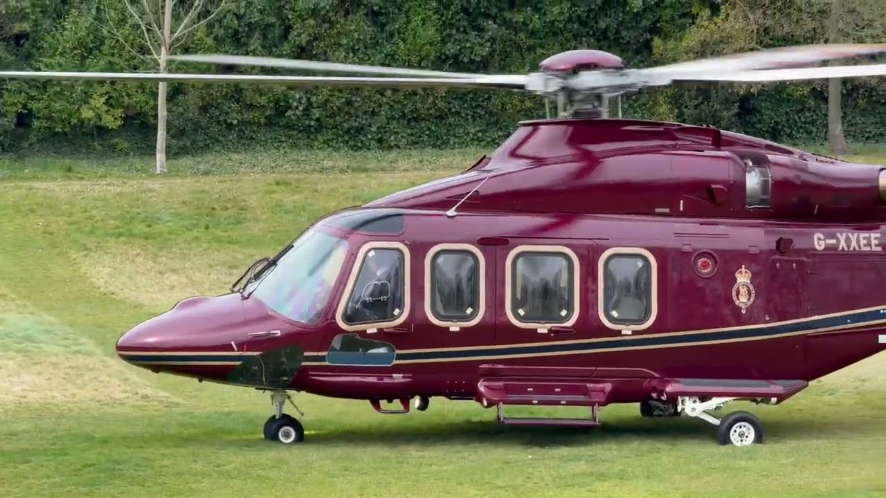 Royal Family Takeoff in Stunning Maroon Helicopter 