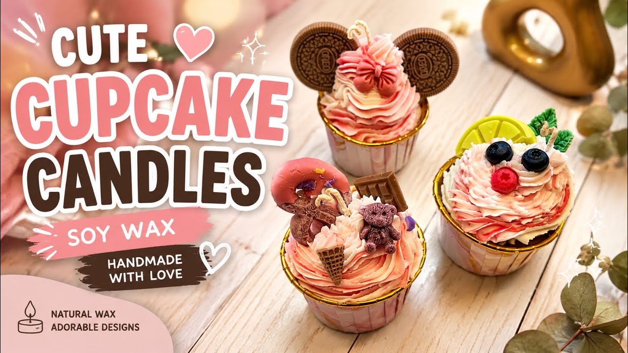 How to Make Realistic Cupcake Candles | DIY Dessert Candle Tutorial 🍰🕯️