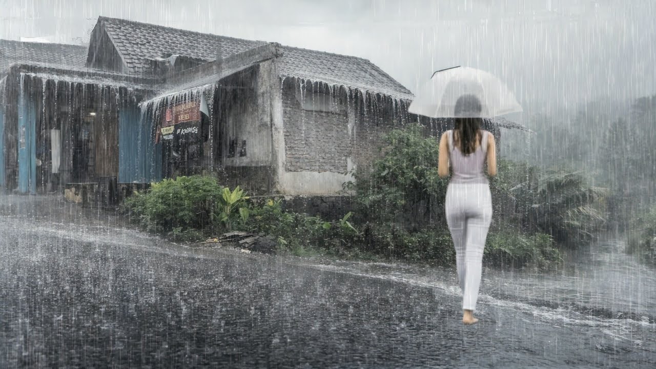 Horrifying! ⛈️The Biggest Rainstorm and Strong Winds in Rural Indonesia l Overcome Insomnia