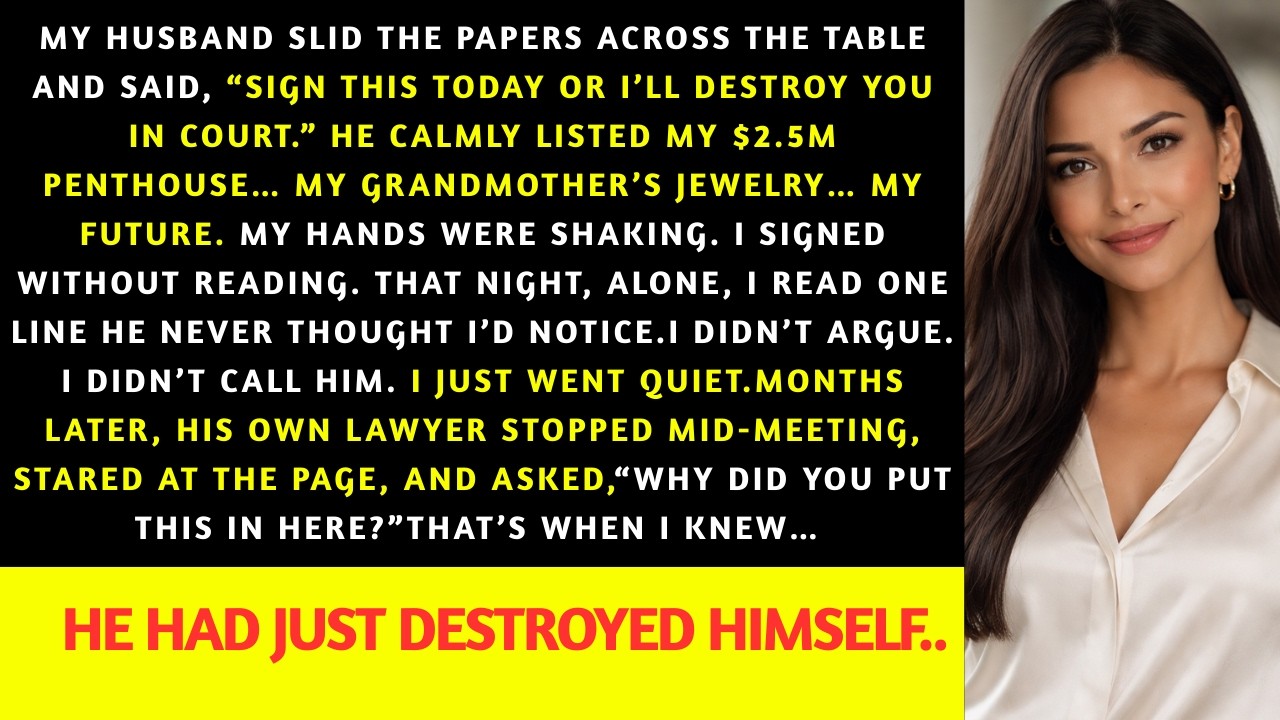 My Husband Made Me Sign Away My $2.5M Penthouse And Family Heirlooms Until His Own Lawyer...