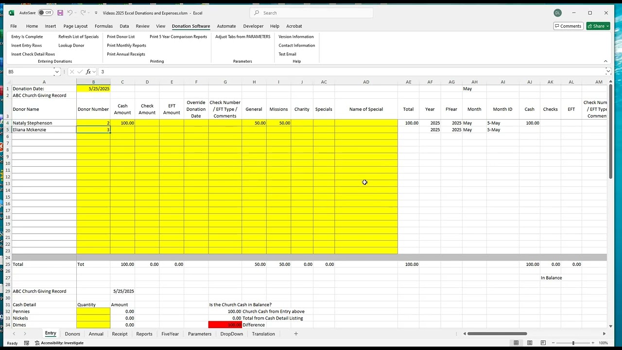 Demonstration of 2025 Donations Software; See description for demo of new 2026 version